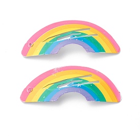 Baking Paint Iron Snap Hair Clips, for Children's Day, Rainbow
