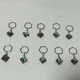 10pcs marqueurs de point de verrouillage pour pendentif en coquille d'ormeau/coquille de paua, avec 304 anneaux en acier inoxydable