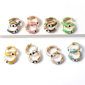 Retro Eye Drop Earrings for Women, Multi-color Fashion Ear Jewelry in Copper Plated Gold