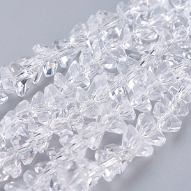 Transparent Glass Beads Strands, Faceted, Triangle