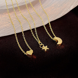 Rose Gold Star Heart Pendant Collarbone Chain - Fashionable and Versatile Necklace for Women