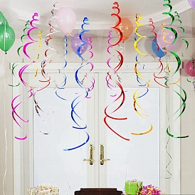 Plastic Spiral Metallic Ribbons, Tassel Hanging Streamer for Birthday Wedding Party Christmas Decorations