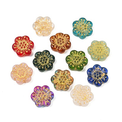 Краска для выпечки и стеклянные бусины, инкрустированные золотым металлом, цветок