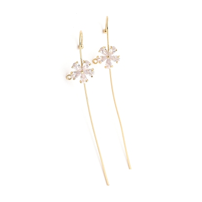 Flower Ear Wrap Crawler Hook Earrings for Women Girls, Brass Cubic Zirconia Ear Cuffs Piercing Earrings Set