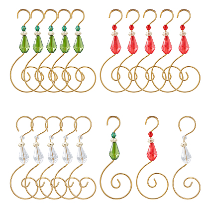 30шт 3 цвета прозрачные акриловые бусины с железными крючками для украшения, крючки для вешалок в форме ангела в форме буквы S, для домашнего декора вечеринки