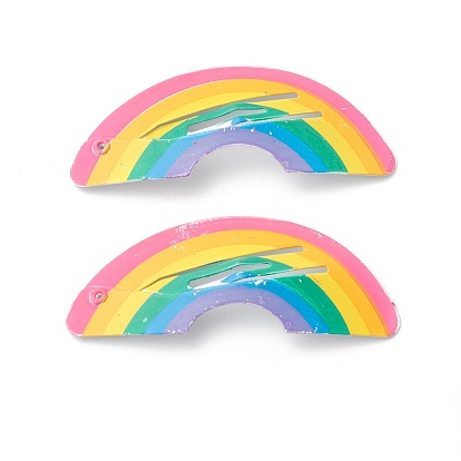 Baking Paint Iron Snap Hair Clips, for Children's Day, Rainbow