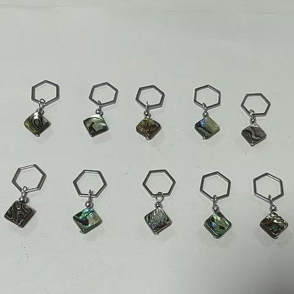 10pcs marqueurs de point de verrouillage pour pendentif en coquille d'ormeau/coquille de paua, avec 304 anneaux en acier inoxydable
