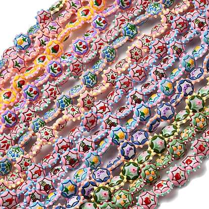 Бусины из стеклянной эмали, окрашенные методом запекания, плоско-круглые, неровный