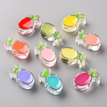 Transparent Enamel Acrylic Beads, Pineapple