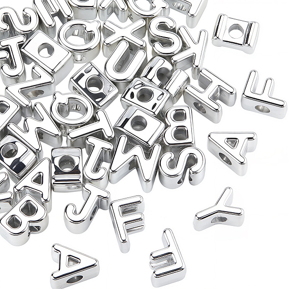 50Pcs UV Plating Acrylic Beads, Letter