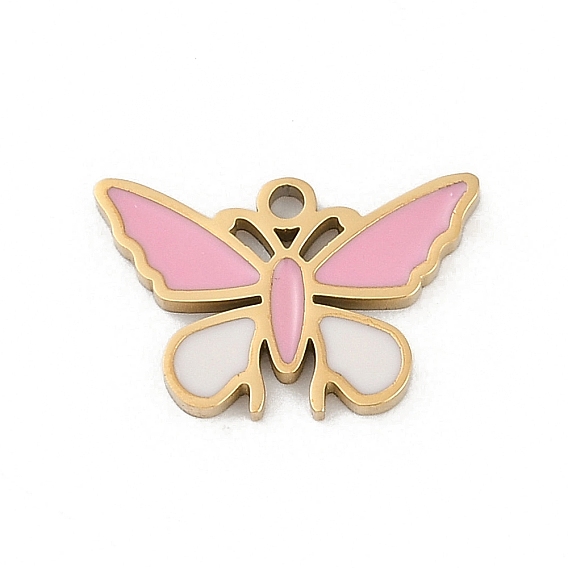 304 из нержавеющей стали шармы эмали, бабочки прелести, реальный 18 k позолоченный, ионное покрытие (ip)