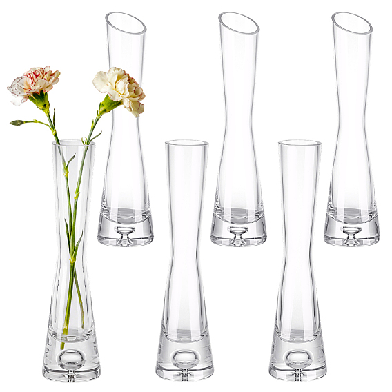 6 pièces 2 styles vase en verre transparent, décoration de la maison