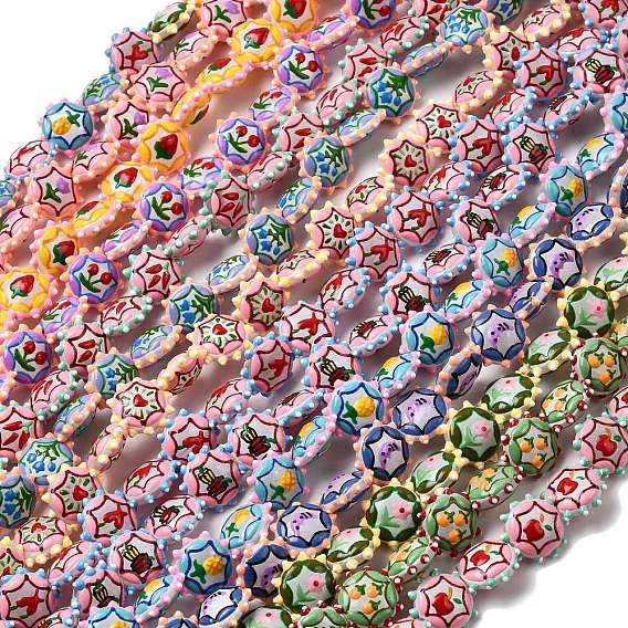 Бусины из стеклянной эмали, окрашенные методом запекания, плоско-круглые, неровный