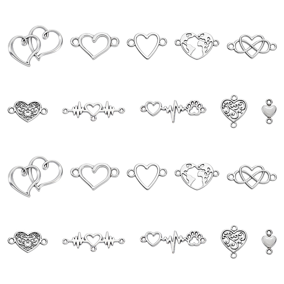 120 ПК 10 стили сплава звеньев / соединителей тибетского стиля, сердце