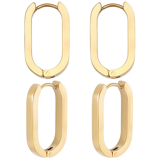 6 pares 304 pendientes de aro huggie de acero inoxidable, oval