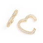 Brass Micro Pave Clear Cubic Zirconia Cuff Earrings, Long-Lasting Plated, Heart