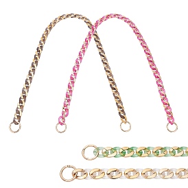 4 Stränge 4 Farbe handgemachte vergoldete CCB-Kunststoff & transparente kubanische Acryl-Gliederketten, verdrehten Ketten, für Schmuck machen, mit 8Stk. Zinklegierung-Schlüsselverschlüssen