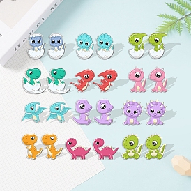 Resin Dinosaur Stud Earrings for Women