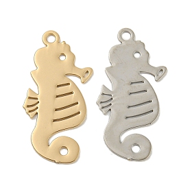 Brass Etched Metal Embellishments Pendants, Long-Lasting Plated, Sea Horse