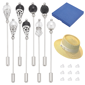 8шт 8 стили латунные значки на лацкан, со стеклянным жемчугом