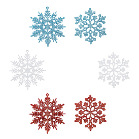 Chgcraft 30 establece 6 decoraciones colgantes de ratán de copo de nieve de estilo, con polvo de purpurina y cuerda, adornos colgantes del árbol de navidad, para la decoración del hogar de regalo de fiesta de navidad