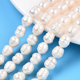 Natural Cultured Freshwater Pearl Beads Strands, Baroque Keshi Pearl Rice Beads