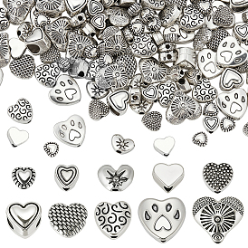 180 шт 10 стили бусины из сплава в тибетском стиле, сердце