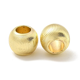 Brass European Beads, Large Hole Beads, Corrugated Beads, Long-Lasting Plated, Lead Free & Cadmium Free, Round