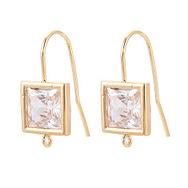 Латунные крючки для серьги из чистого циркония, без кадмия, без никеля и без свинца, квадратный