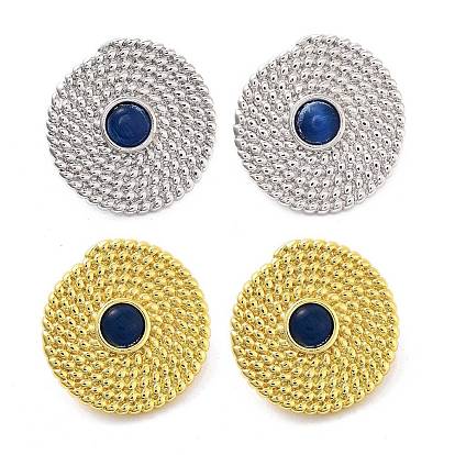 Плоские круглые серьги-гвоздики из латуни с покрытием стойки, с кошачий глаз, без свинца и без кадмия, долговечный