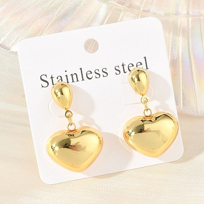304 серьги-гвоздики из нержавеющей стали для женщин, сердце