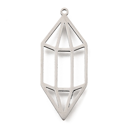 201 подвески из нержавеющей стали, лазерная резка, подвеска в форме полого геометрического кристалла