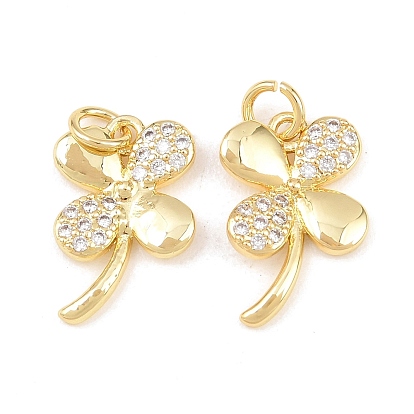 Латунные микро проложить кубического циркония подвески, клевер амулеты, долговечный, стойки покрытие, без свинца и без кадмия, с целью перехода в кольце