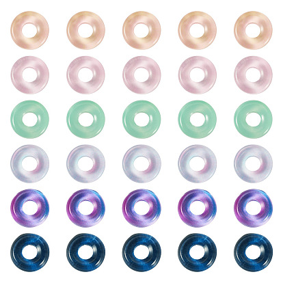 120шт 6 цвета прозрачные стеклянные европейские бусины, большое отверстие, плоско-круглые