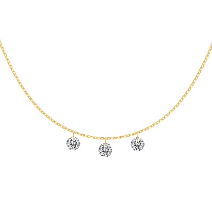 Прозрачный кубический цирконий 3 плоская круглая подвеска 925 ожерелья из стерлингового серебра с цепочкой для женщин