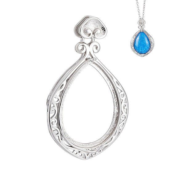 1pc 925 подвеска из стерлингового серебра с кабошоном, слеза, настройки открытой спины