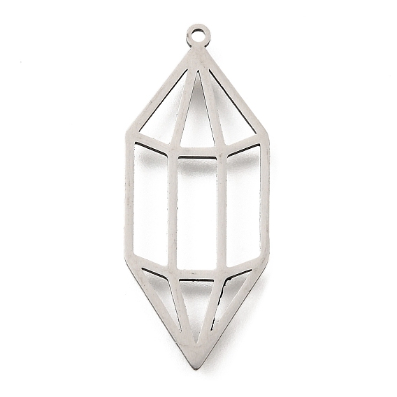 201 подвески из нержавеющей стали, лазерная резка, подвеска в форме полого геометрического кристалла