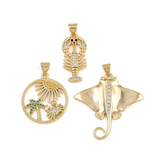 Латунные микро проложить кубического циркония подвески, золотые