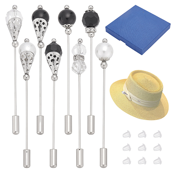 8шт 8 стили латунные значки на лацкан, со стеклянным жемчугом