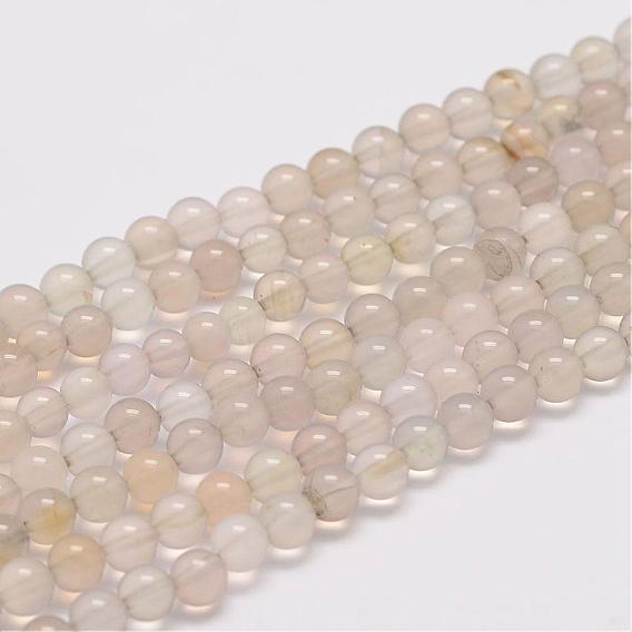 Natural Grey Agate Bead Strands, Round