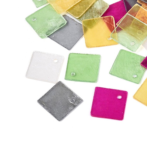 Подвески из натуральной ракушки капиз, окрашенные распылением, ромб прелести