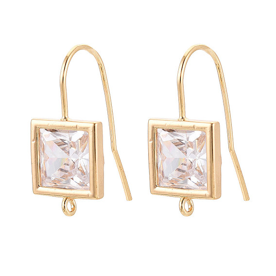 Латунные крючки для серьги из чистого циркония, без кадмия, без никеля и без свинца, квадратный