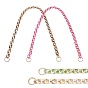 4 Strands 4 Color Handmade Golden Plated CCB Plastic & Transparent Acrylic Cuban Link Chains, Twisted Chains, for Jewelry Making, with 8Pcs Zinc Alloy Key Clasps