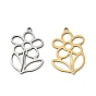 201 Stainless Steel Pendants, Flower & Leaf Charms, Cut-Out