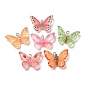 Transparent Resin Pendants, Butterfly Charm, with Platinum Iron Eye Pin & Glitter Powder