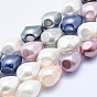 Electroplate Shell Pearl Beads Strands, Faceted, Drop
