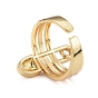 Brass Cuff Rings, Open Rings, Long-Lasting Plated, Safety Pin Shape
