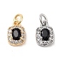 Латунные микро проложить кубического циркония подвески, без кадмия, без никеля и без свинца, с прыжковых колец, прямоугольник амулеты