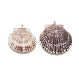 Electroplate Shell Pendants, with Brass Findings, Shell, Golden