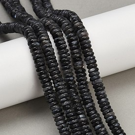 Натуральные нити бус из ларвикита, рондель